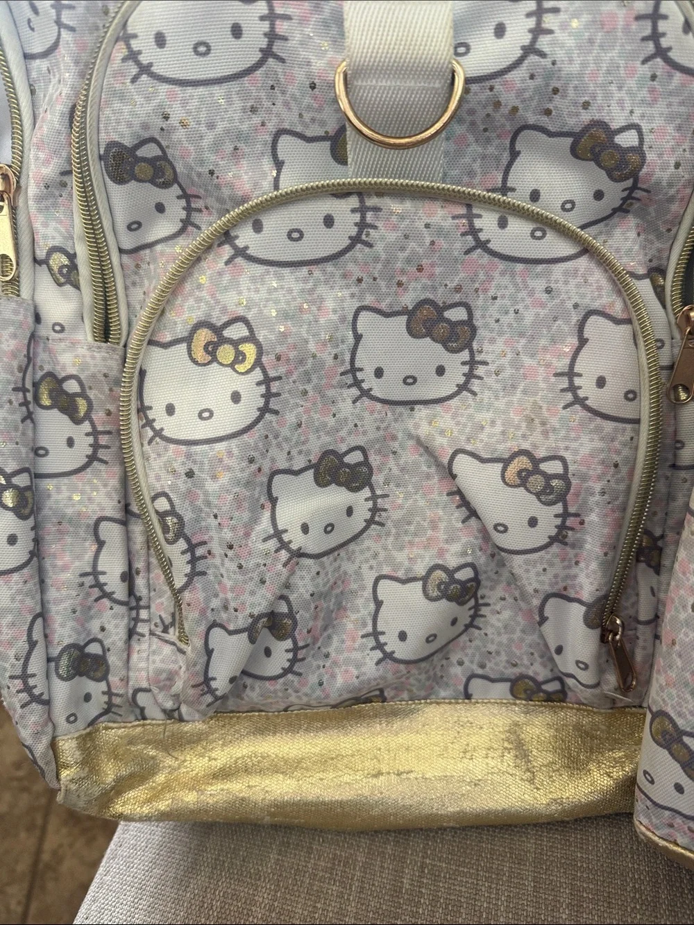 Pottery Barn Teen Hello Kitty Pink and Gold Backpack with Matching Lunch Box